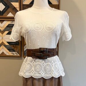 Ralph Lauren Blue Label Vintage Embroidered Lace Top size Small